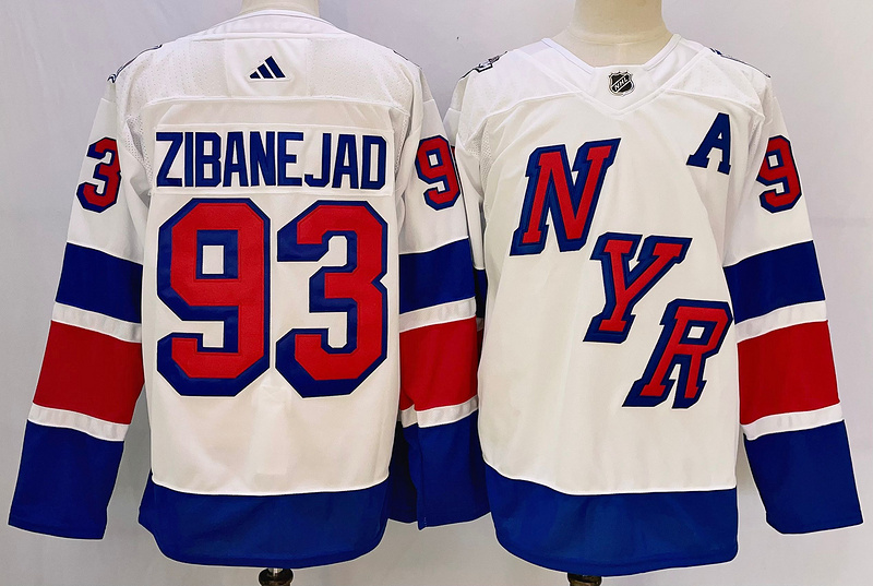 Men's New York Rangers Mika Zibanejad #93 White jersey